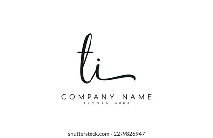 letter TI logo design handwriting signature style vector template.