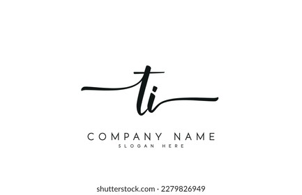 letter TI logo design handwriting signature style vector template.