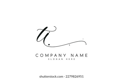 letter TI logo design handwriting signature style vector template.