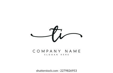 letter TI logo design handwriting signature style vector template.