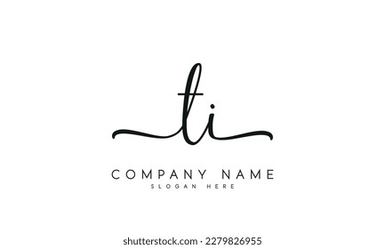 letter TI logo design handwriting signature style vector template.