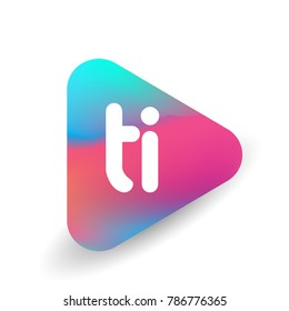 Letter TI logo in triangle shape and colorful background, letter combination logo design for business and company identity.
