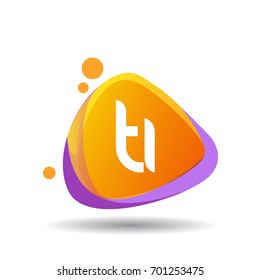 Letter TI logo in triangle splash and colorful background, letter combination logo design for creative industry, web, business and company.