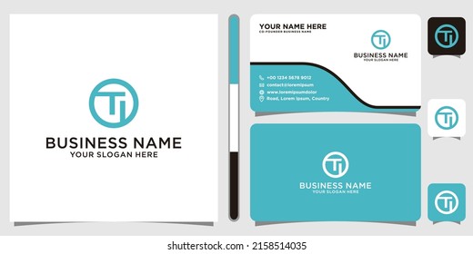 Letter TI or IT monogram logo with business card  modern design template