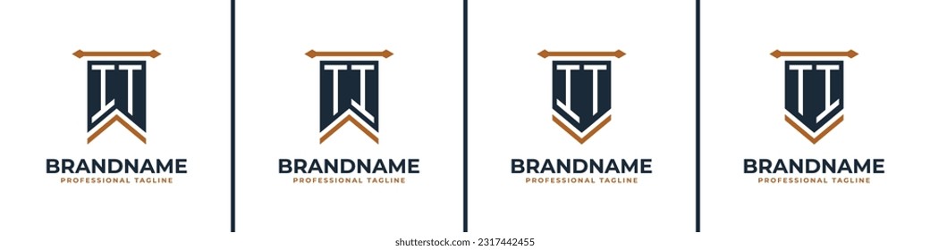 Letter IT and TI Pennant Flag Logo Set, Represent Victory. Suitable for any business with IT or TI initials.