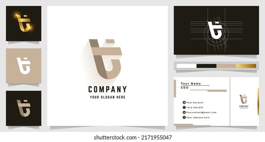 Letter ti or tu monogram logo with business card design