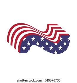 Letter tilde from 3d with American flag texture wrapped. Volume USA vector font