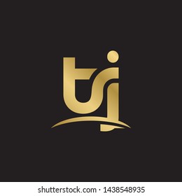 Letter tj linked lowercase logo design template elements. Gold letter Isolated on black  background. Suitable for business, consulting group company.