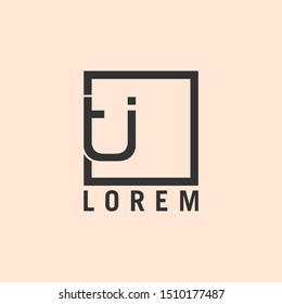 Letter tj linked lowercase logo design template. Dark grey on burlywood background. Suitable for business, consulting group company.