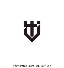 letter tj shield sword simple geometric logo vector