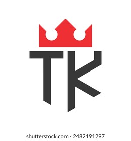 Letter TK Crown Logo. Crown on Letter TK Logo Design Template