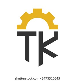Letter TK Gear Logo Design for Service Center, Repair, Factory, Industrial, Digital and Mechanical Business