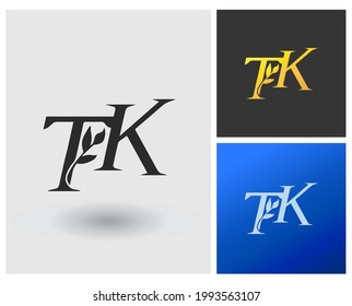 Letter TK leaf garden organic cosmetic company logo