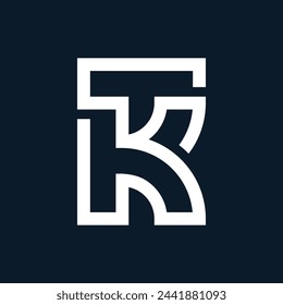 Letra TK Línea Logo Diseño, ilustración, gráfico, vector.