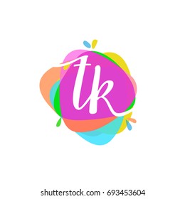 Letter TK logo with colorful splash background