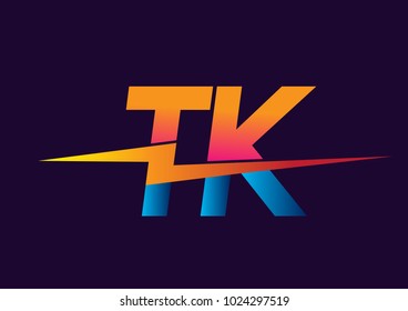 Letter TK logo with Lightning icon, letter combination Power Energy Logo design for Creative Power ideas, web, business and company.