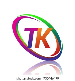 letter TK logotype design for company name colorful swoosh. vector logo for business and company identity