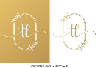 Letter TL Beauty Logo with Flourish Ornament