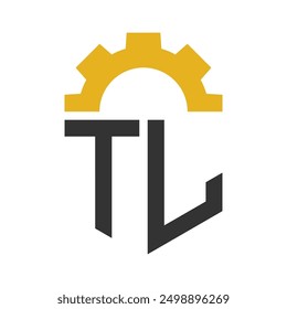 Letter TL Gear Logo Design for Service Center, Repair, Factory, Industrial, Digital and Mechanical Business
