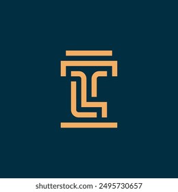 letter TL initial monogram for law firm logo with pillar design