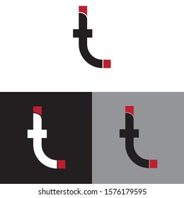 Letter tl linked lowercase logo design template elements. Red letter Isolated on black white grey background. Suitable for business, consulting group company