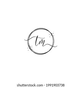 letter tm line circle design logo vector template