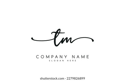 letter TM logo design handwriting signature style vector template