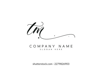 letter TM logo design handwriting signature style vector template