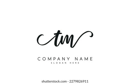 letter TM logo design handwriting signature style vector template