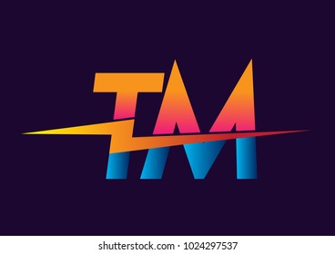 Letter TM logo with Lightning icon, letter combination Power Energy Logo design for Creative Power ideas, web, business and company.