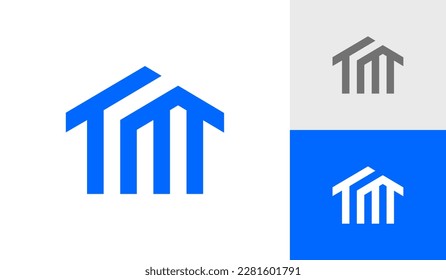 Monograma de la carta TM con diseño de logotipo de la casa vectorial