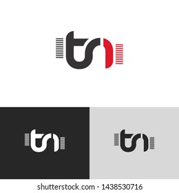 Letter tn linked lowercase logo design template elements. Red letter Isolated on black white grey background. Suitable for business, consulting group company.
