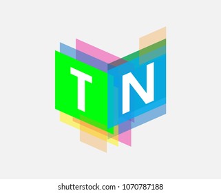 Letter TN logo with colorful geometric shape, letter combination logo design for creative industry, web, business and company.