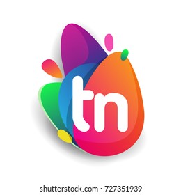 Letter TN logo with colorful splash background, letter combination logo design for creative industry, web, business and company.