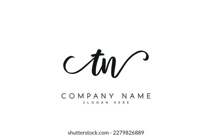 letter TN logo design handwriting signature style vector template
