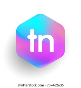 Letter TN logo in hexagon shape and colorful background, letter combination logo design for business and company identity.
