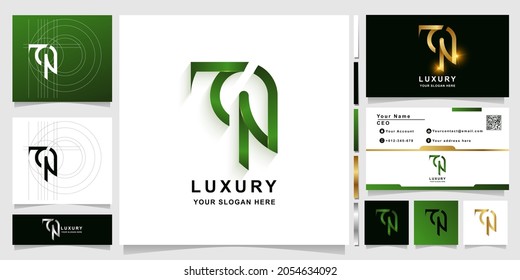 Letter TN or TON monogram logo template with business card design