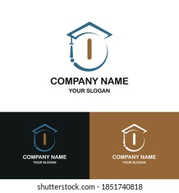 Letter I with toga hat for education business logo template