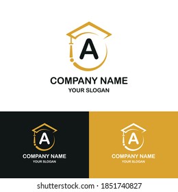 Letter A with toga hat for education business logo template