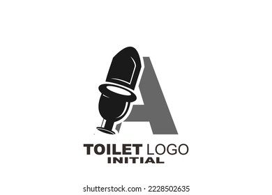 A Letter Toilet bowl icon button  vector  sign  symbol  logo  illustration  editable stroke  flat design style isolated