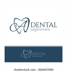 Letter A Tooth Dental Logo Design