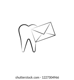 letter, tooth, send icon. Element of dantist for mobile concept and web apps illustration. Hand drawn icon for website design and development, app development