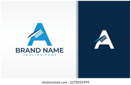 letra A vector de logotipo de cepillo de dientes