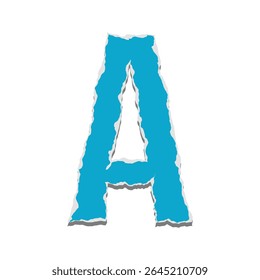 letter A in torn paper style. Vector EPS format. Perfect for scrapbooking, collage, poster, education, and digital design use. Torn Paper Alphabet Letter A – Colorful Ripped Paper Font Vector. a A 
