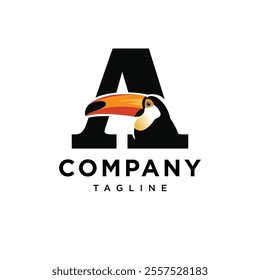 Letter A Toucan Logo Icon Vector