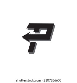 plantilla de diseño de flecha de ilustración de logotipo TP de carta vectorial