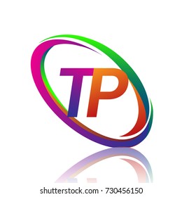 letter TP logotype design for company name colorful swoosh. vector logo for business and company identity.