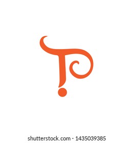 letter tp loop spiral design logo vector