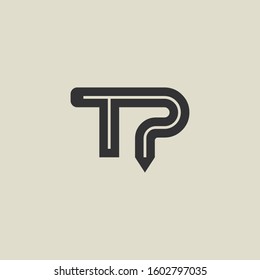 Letter TP pencil shape logo design. Link icon in flat style isolated on grey background. Graphic alphabet symbol for your corporate business identity, website, app, UI. Arts logo design inspiration.