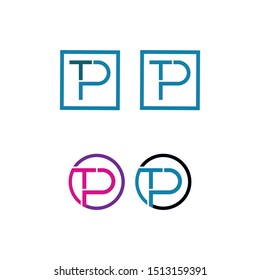 Letter TP or PT logo vector set, Initial letter logo, black and blue logo vector on black background - Vector
